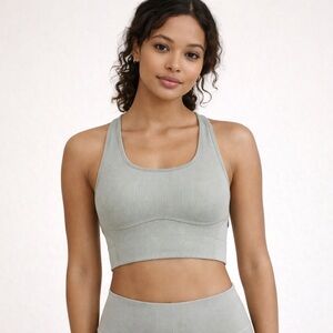 Free People Movement Ribbed Racerback Sports Bra XS/S Taupe Gray Medium Support